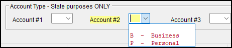 Image of Account Type on screen PMT